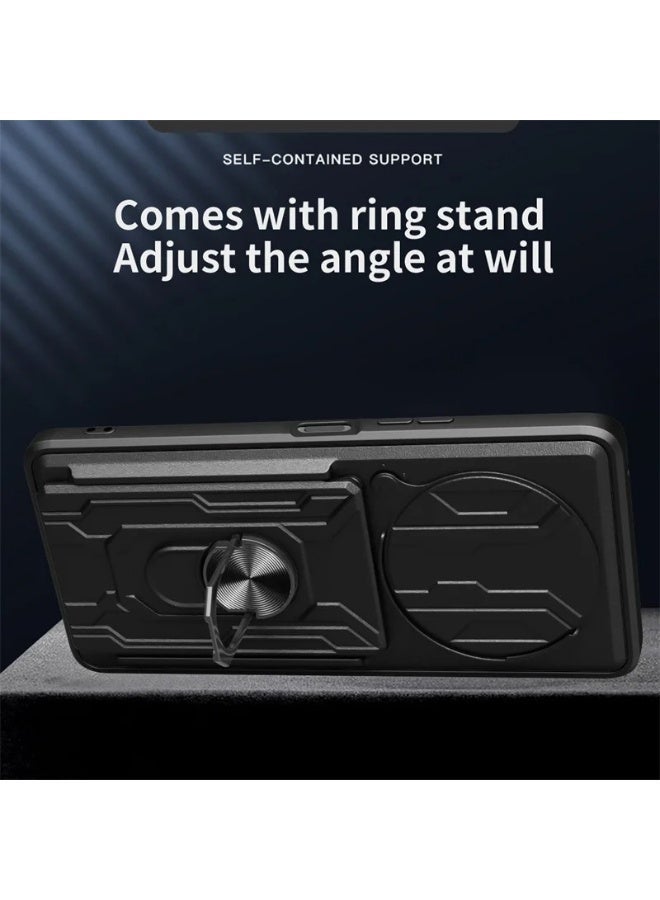 Genaric جراب شيلد لـ  Redmi 14C بحماية كاملة ضد الصدمات وغطاء كاميرا متحرك مع دبلة معدنية وحافظة بطاقات - Image 5